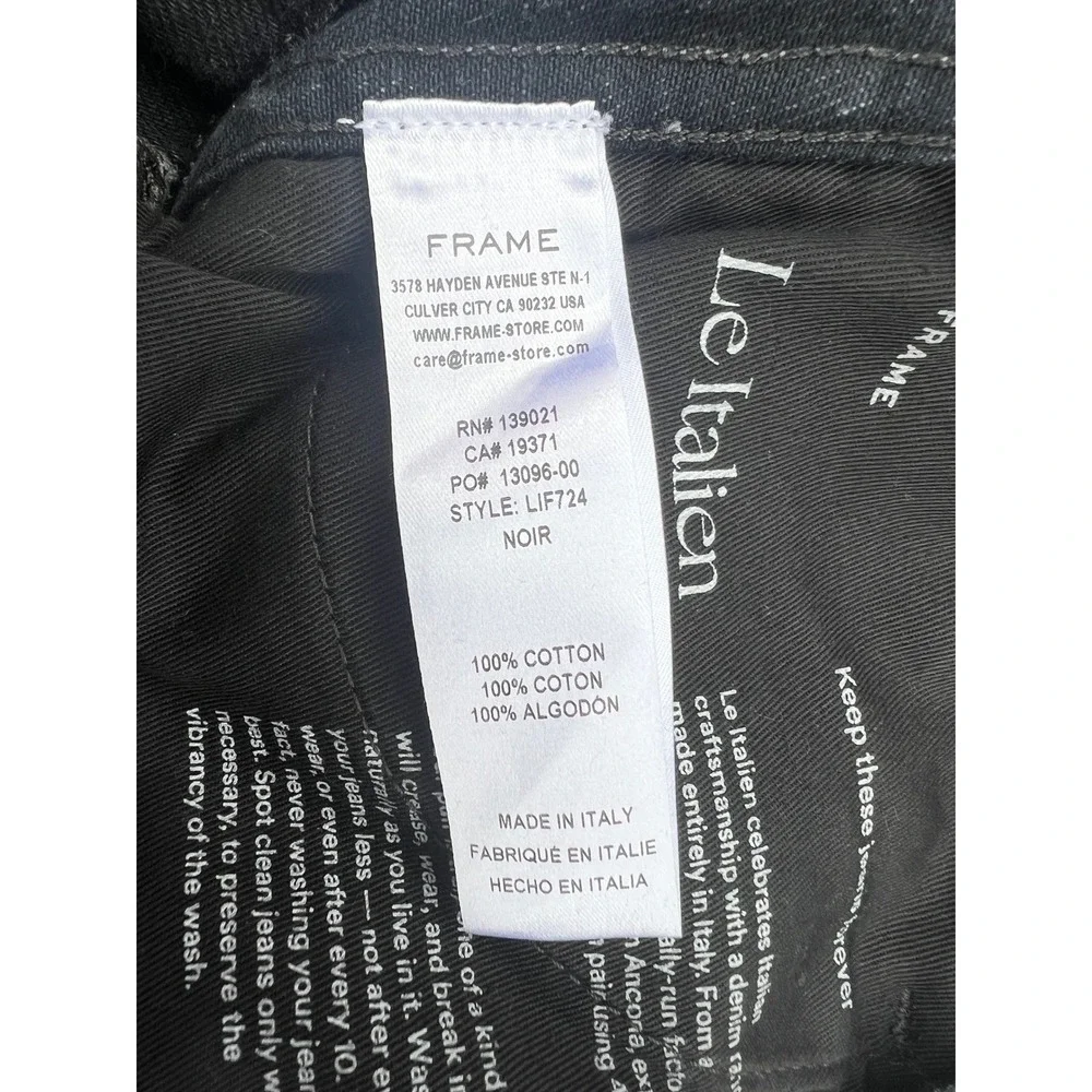 FRAME Le Italien Flare Jeans Noir‎ Black High Rise Rigid Cotton Italy 26 x 32